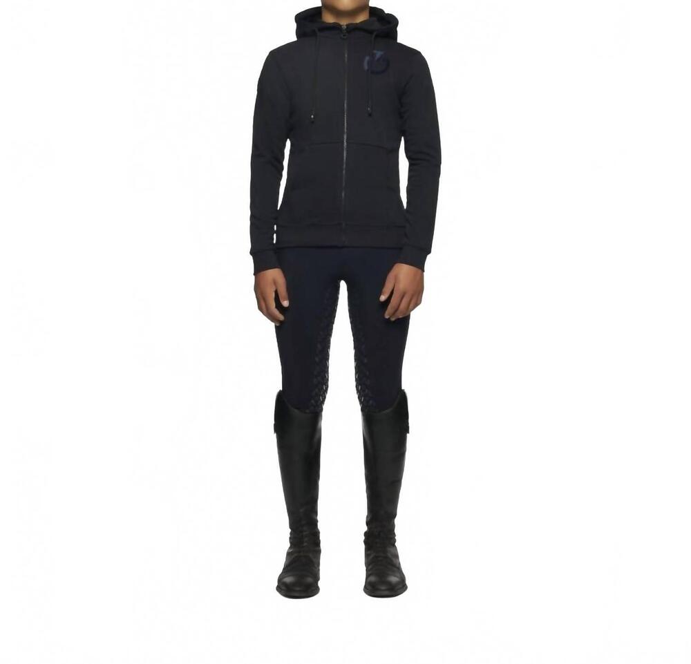 NEW CAVALLERIA TOSCANA boy's split printed cotton zip hoodie in navy